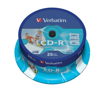 Obrázok: CD-R Verbatim 700MB 52x AZO Printable cake*25 ID brand 43439