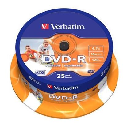 Obrázok: DVD-R Verbatim 4,7GB 16x Printable cake*25 43538