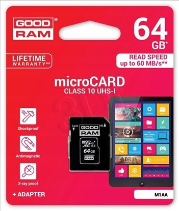 Obrázok: GoodRam micro SDXC 64GB class*10 UHS I + adapter