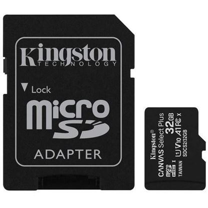 Obrázok: Kingston micro SDHC 32GB; Class 10, 100 MB/s CANVAS SELECT U1, V10; + adapter