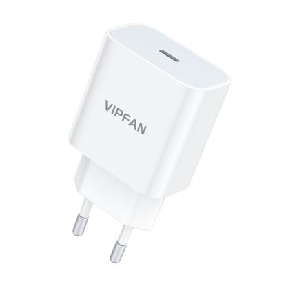 Obrázok: Nabíjačka Vipfan E04, USB-C, 20W, QC 3.0 (white)