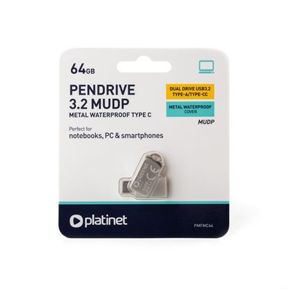 Obrázok: PLATINET PENDRIVE USB 3.2 + USB-C 64GB METAL UDP WATERPROOF