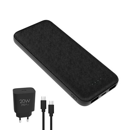 Obrázok: Platinet Power bank 10000 mAh +20W nabíjačka, 1m kábel, čierny